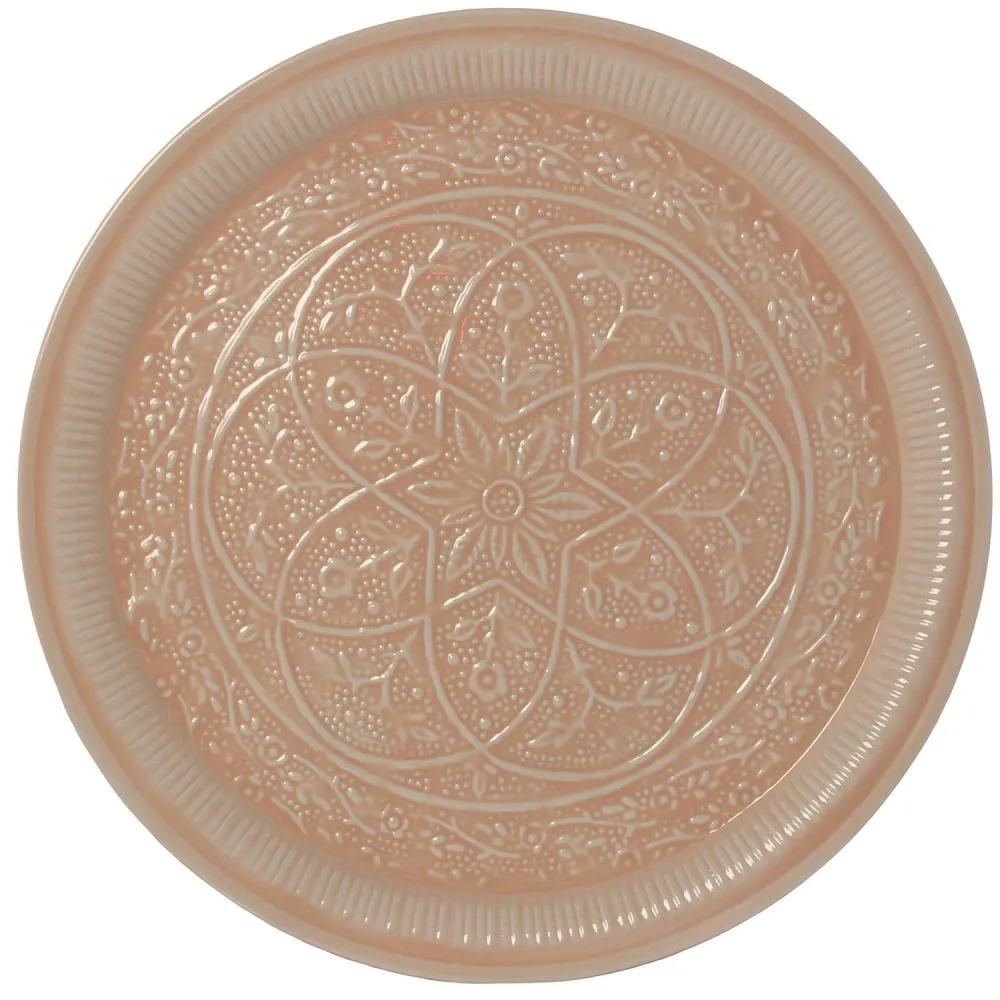 Centrotavola piatto metallo rosa lavorato decorazione tavola 52 cm