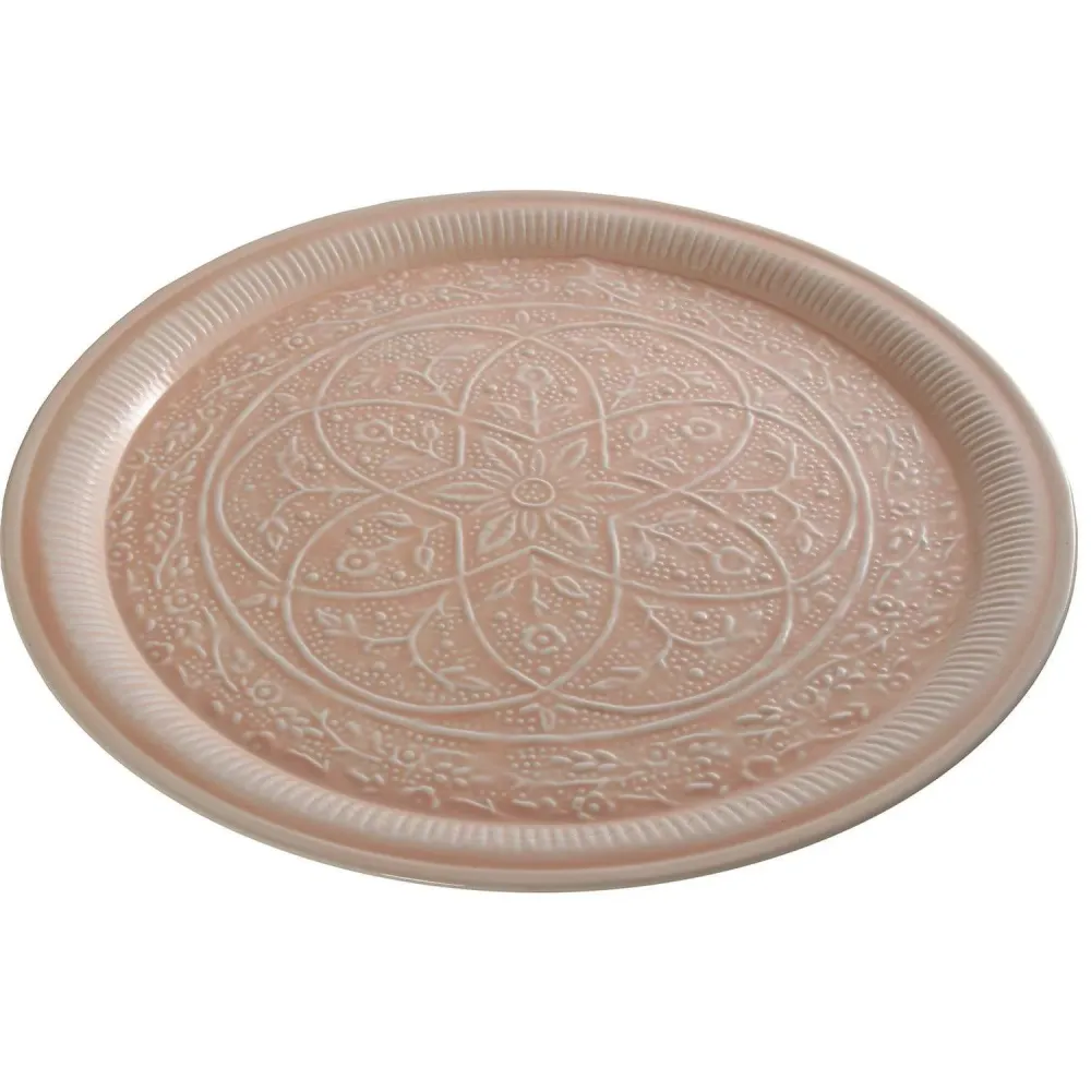 Centrotavola piatto metallo rosa lavorato decorazione tavola 52 cm