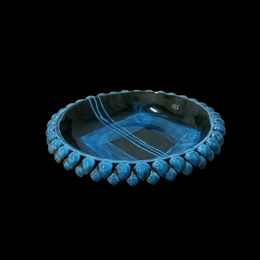Centrotavola Tondo Blu Ceramica Siciliana 24cm