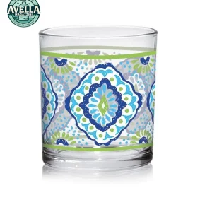 Cerve - Set 3 Bicchieri Acqua Pompei 220cc - Vetro con Decorazioni Blu e Verdi