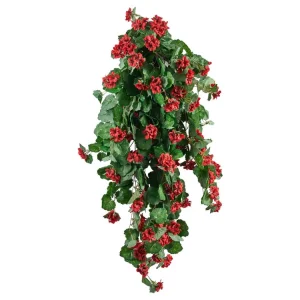 Cespuglio artificiale cadente geranio rosso con 21 rami, 130 cm - Arpimex