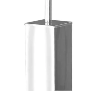 Chess Silver - confezione da 4 pz - porta scopino da bagno antibatterico quadrato parete ottone cromato