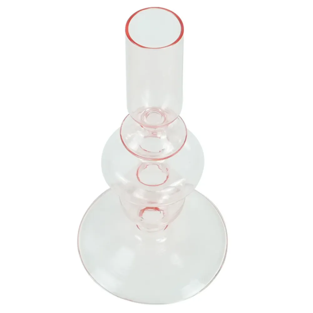 Chicka portacandela vetro rosa 21 cm