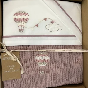 COCCOLISSIMI kit Culla Carrozzina Coperta + lenzuola coordinate - Balloon Old Rose