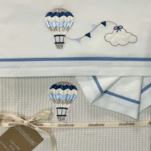 COCCOLISSIMI kit Culla Carrozzina Coperta Piquet + lenzuola coordinate - Ballon avio