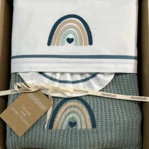 COCCOLISSIMI kit Lettino Coperta Filo + lenzuola coordinate - Rainbow Agave