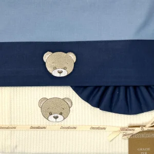 COCCOLISSIMI kit Lettino Coperta Piquet + lenzuola coordinate - Teddy Avio
