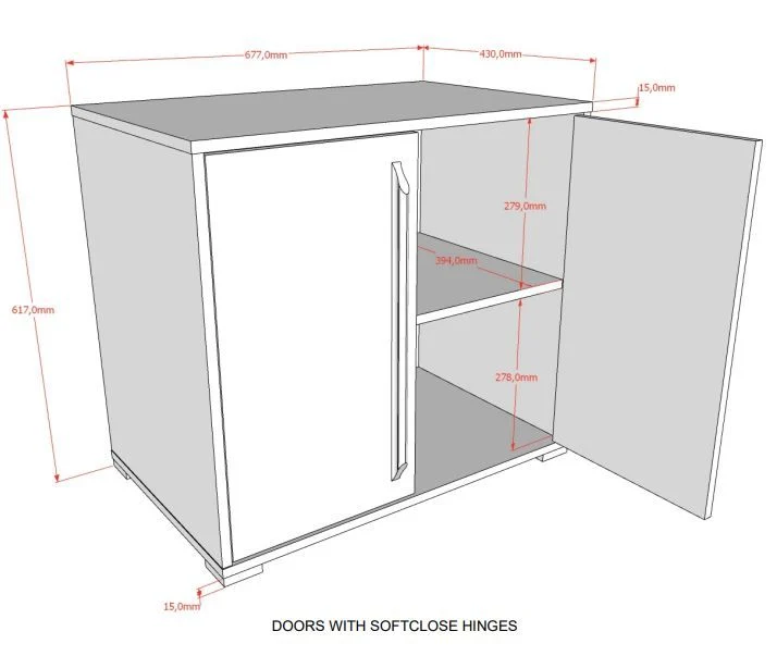 Comò SAM 2 porte per letto mezza altezza bianco