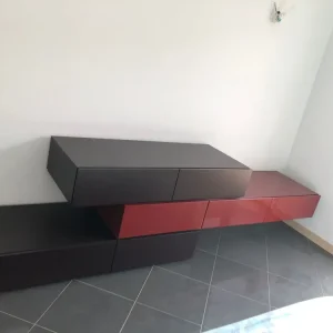 Comò Wengè 2 Pz + Uno Bordeaux Laccato