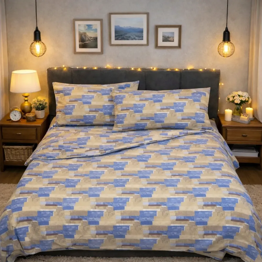 Completo letto Matrimoniale Mattoncino Blu