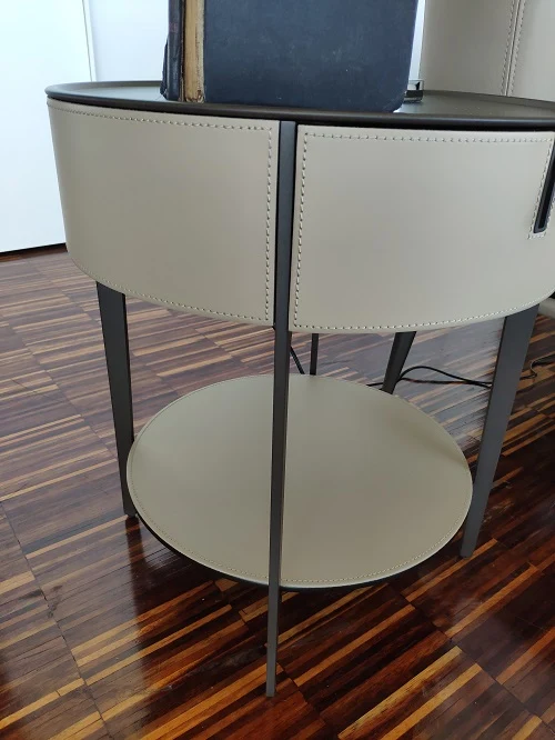 Coppia comodini "Round" Alivar Acciaio e Cuoio Offerta scontati outlet