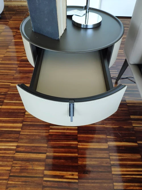 Coppia comodini "Round" Alivar Acciaio e Cuoio Offerta scontati outlet