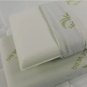 Coppia Cuscino Sfoderabile Aloe Vera e Memory 70x40 H 15cm con Sacca da Viaggio