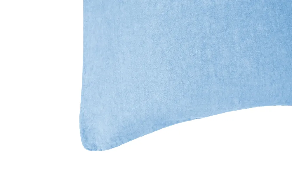 Coppia di federe puro lino stone washed Azzurro