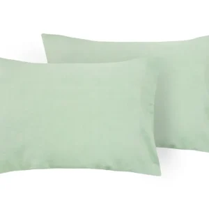 Coppia di federe puro lino stone washed Verde Menta