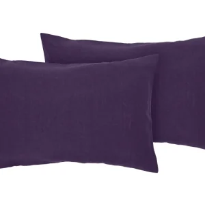 Coppia di federe puro lino stone washed Viola