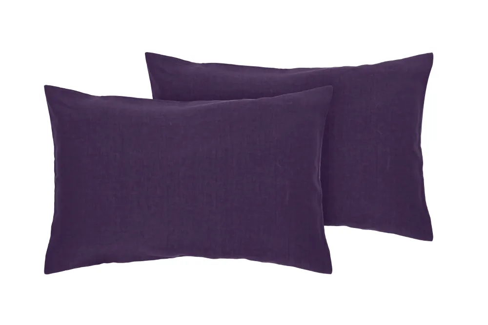 Coppia di federe puro lino stone washed Viola