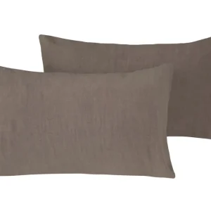 Coppia di federe puro lino stone washed Tortora