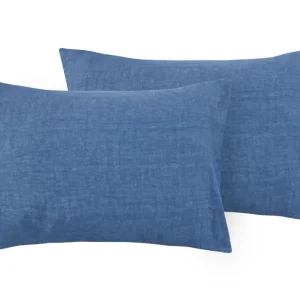 Coppia di federe puro lino stone washed Bluette