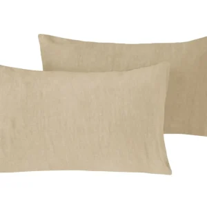 Coppia di federe puro lino stone washed Sabbia