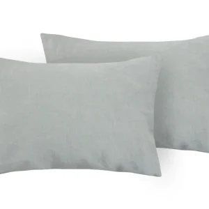 Coppia di federe puro lino stone washed Grigio Fumo
