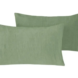Coppia di federe puro lino stone washed Verde Oliva