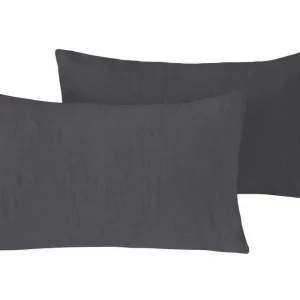 Coppia di federe puro lino stone washed Grigio Tifone