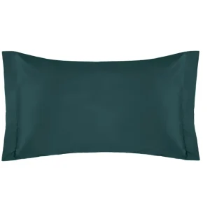 Coppia di federe 2 volani Raso di puro cotone Verde Smeraldo