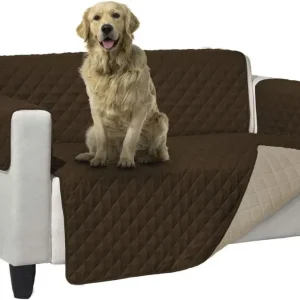 Copridivano Trapuntato Queen Antimacchia Double Face 2 Posti Marrone-crema