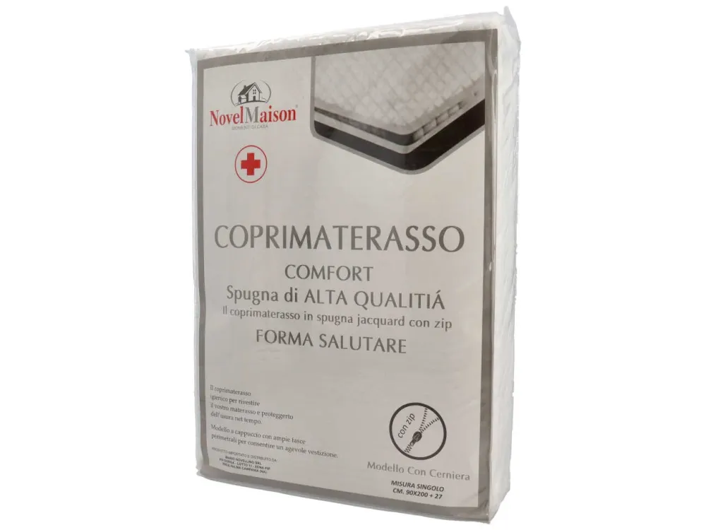 Coprimaterasso elasticizzato con zip singolo