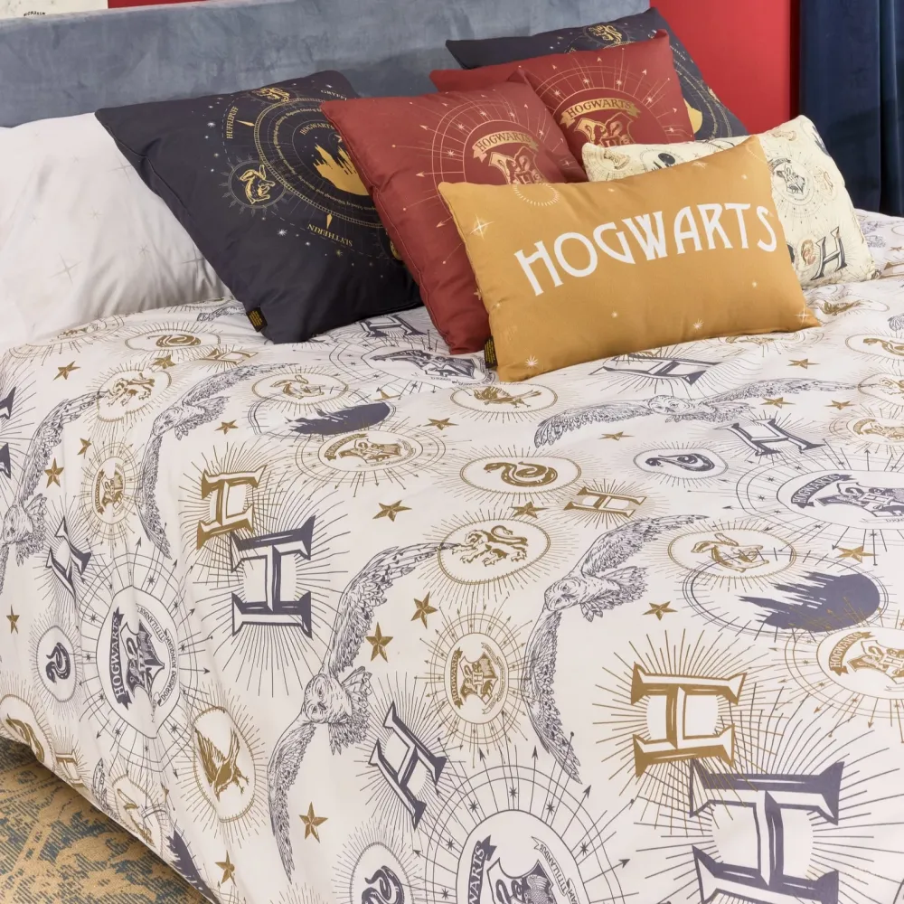 Copripiumino matrimoniale con bottoni Hogwarts