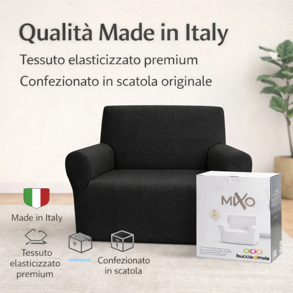 Copripoltrona Elasticizzato Universale Buccia di Mela Nero – Copripoltrona Bielastico Lavabile
