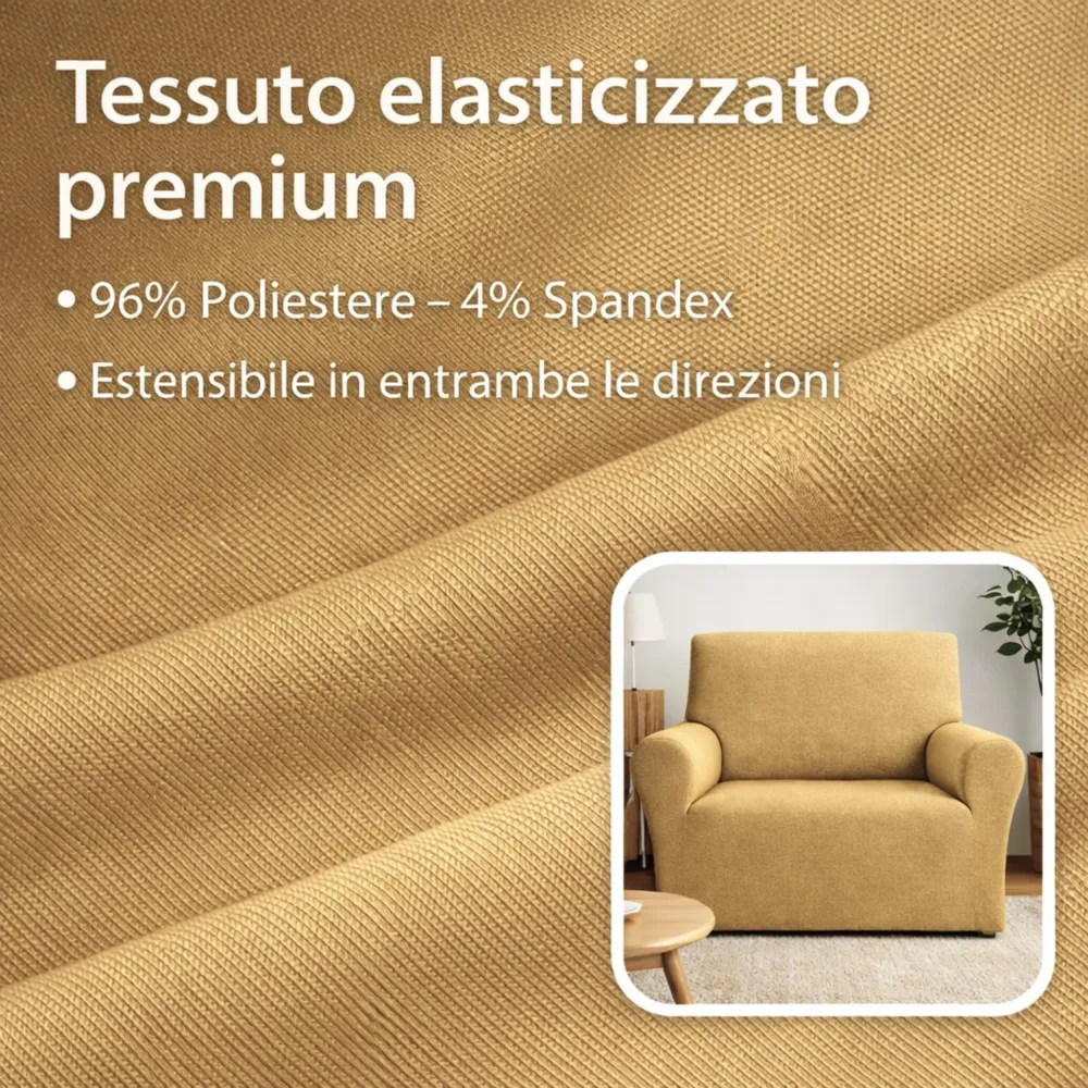 Copripoltrona Elasticizzato Universale Buccia di Mela Oro – Copripoltrona Bielastico Lavabile