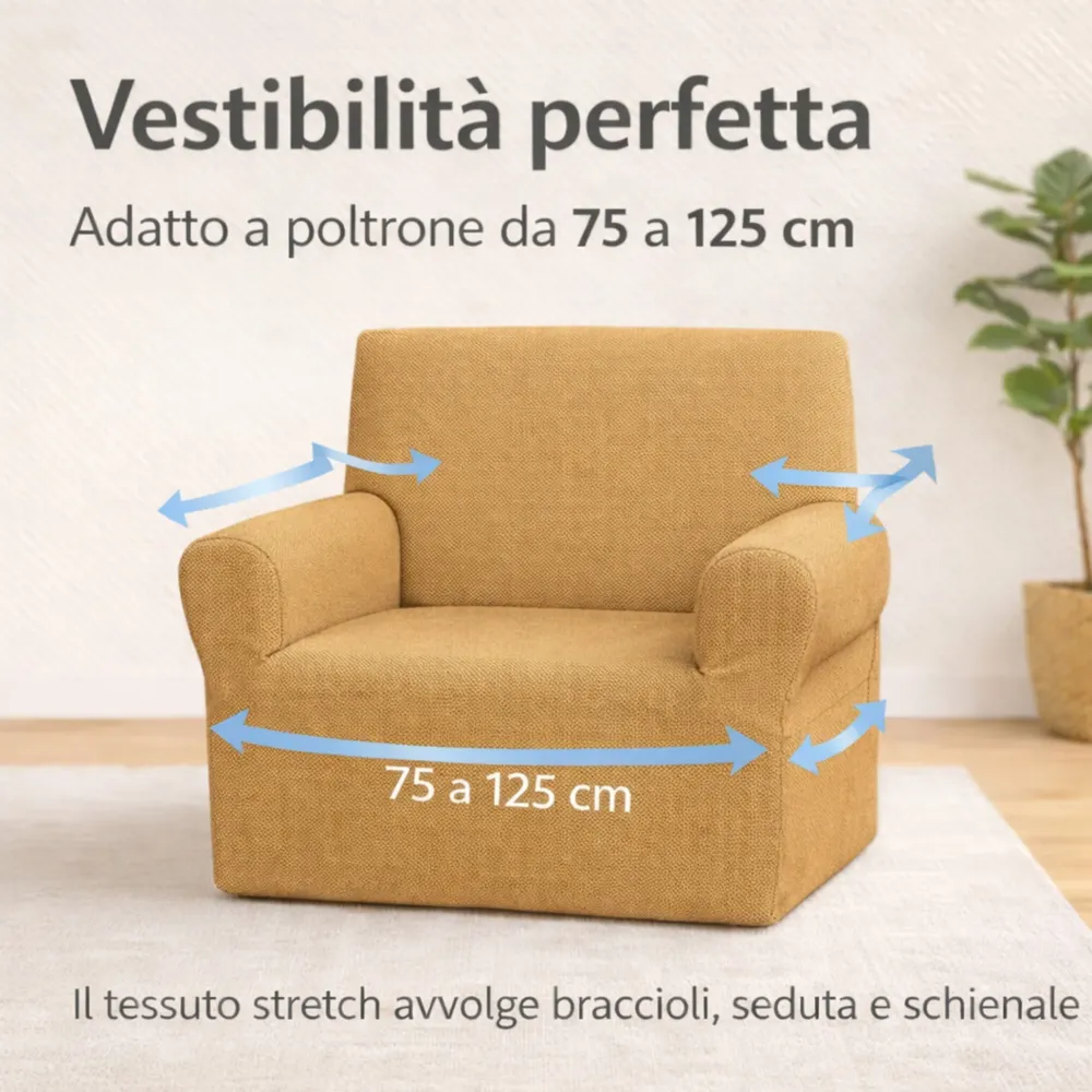 Copripoltrona Elasticizzato Universale Buccia di Mela Oro – Copripoltrona Bielastico Lavabile