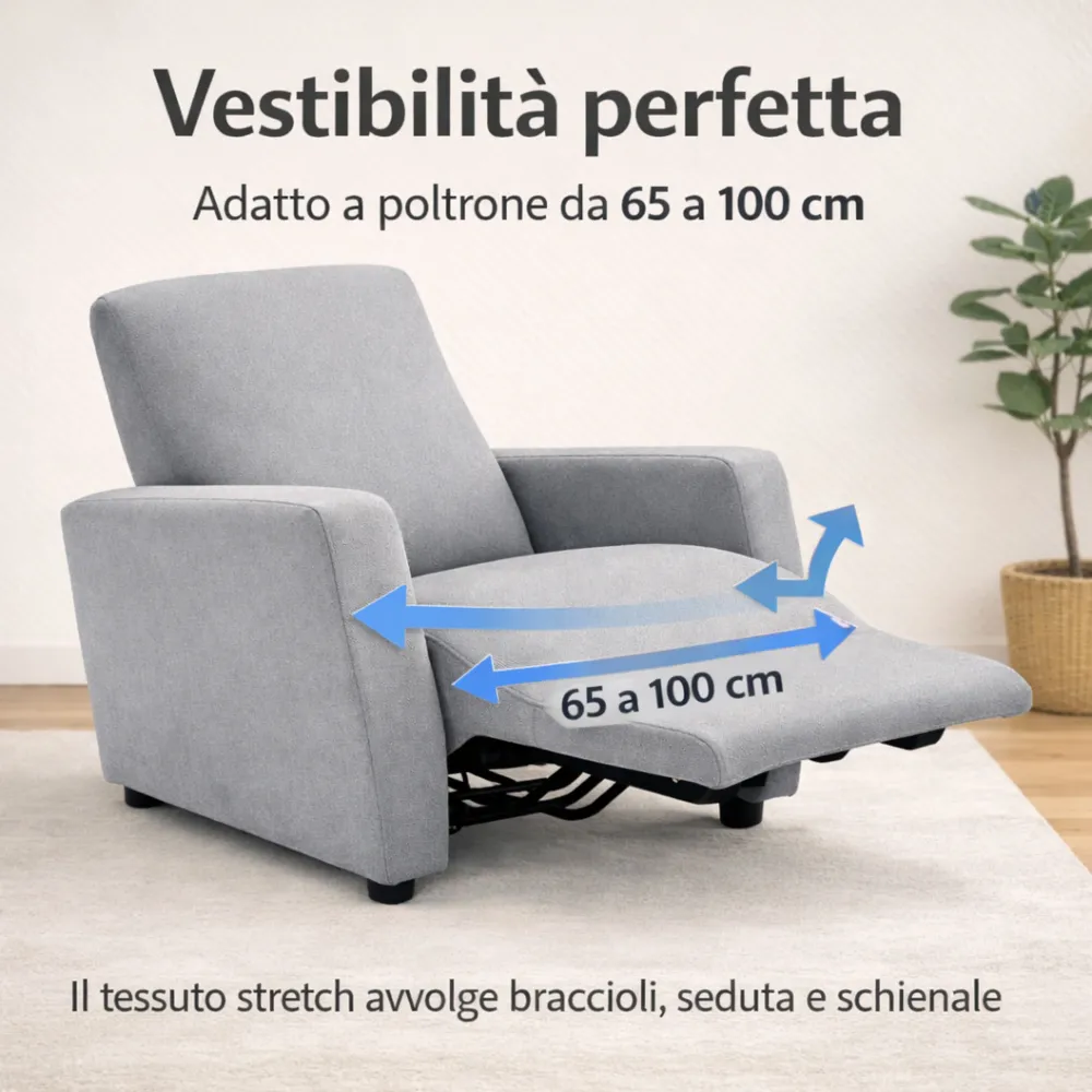 Copripoltrona Relax Elasticizzato Buccia di Mela Perla – Copripoltrona per Poltrona Reclinabile Lavabile