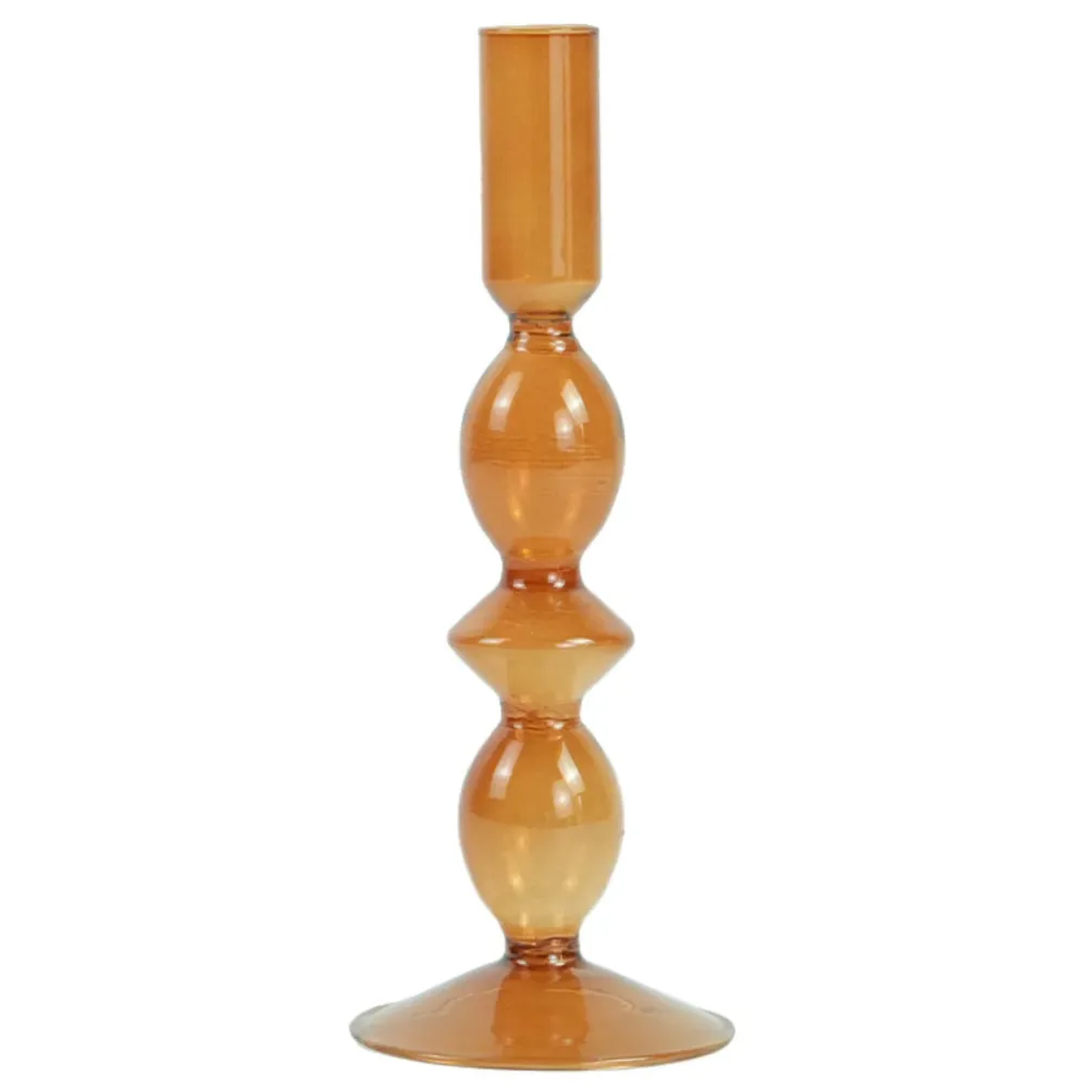 Cora portacandela vetro ambra 20 cm