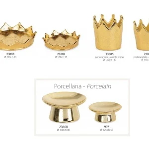 CORONA PORCELLANA ORO PORTACANDELA BOMBONIERA REGALO NOZZE ORO