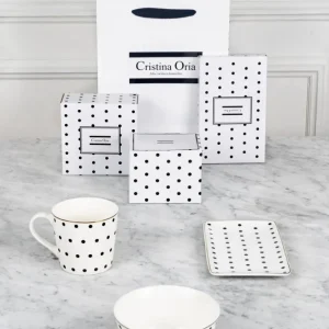Design punti per stoviglie bianco e nero