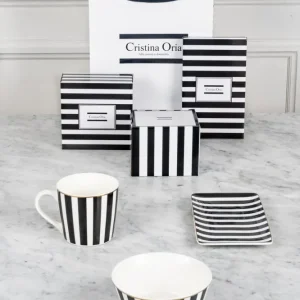 Design strisce per stoviglie bianco e nero