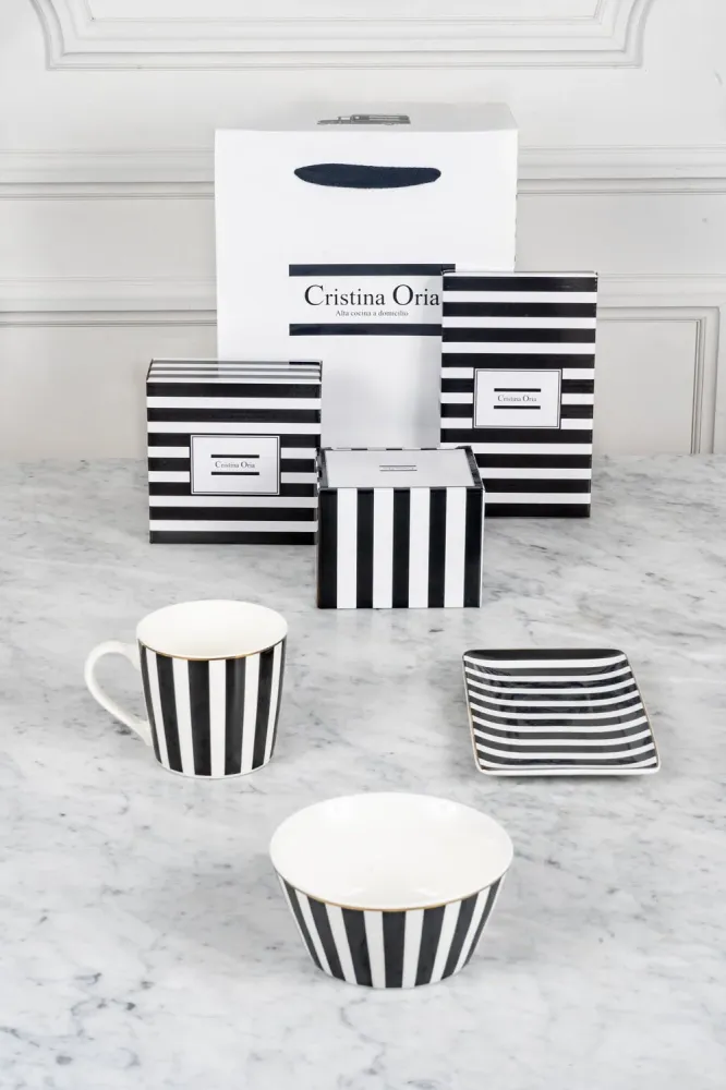 Design strisce per stoviglie bianco e nero