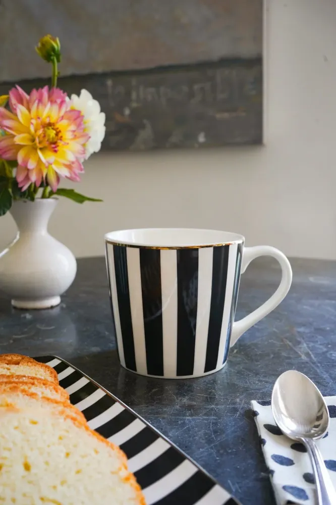 Design strisce per stoviglie bianco e nero