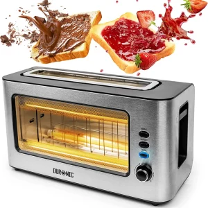 Duronic TB10 Tostapane elettrico 2 fette | 1000W e 6 livelli doratura | 3 funzioni | Finestra di controllo trasparente | G...