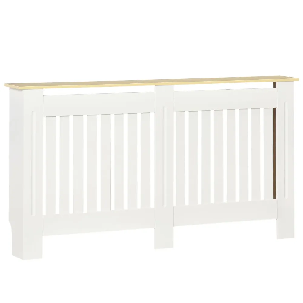 EASYCOMFORT Mobile Copricaloriferi Legno Truciolare e MDF, Pannello Doghe e Mensola Superiore - Bianco