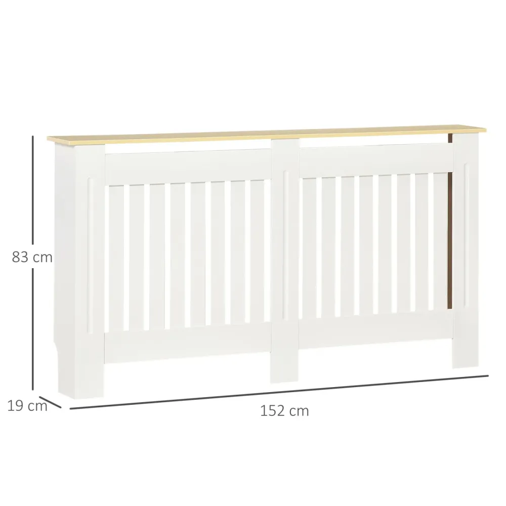 EASYCOMFORT Mobile Copricaloriferi Legno Truciolare e MDF, Pannello Doghe e Mensola Superiore - Bianco