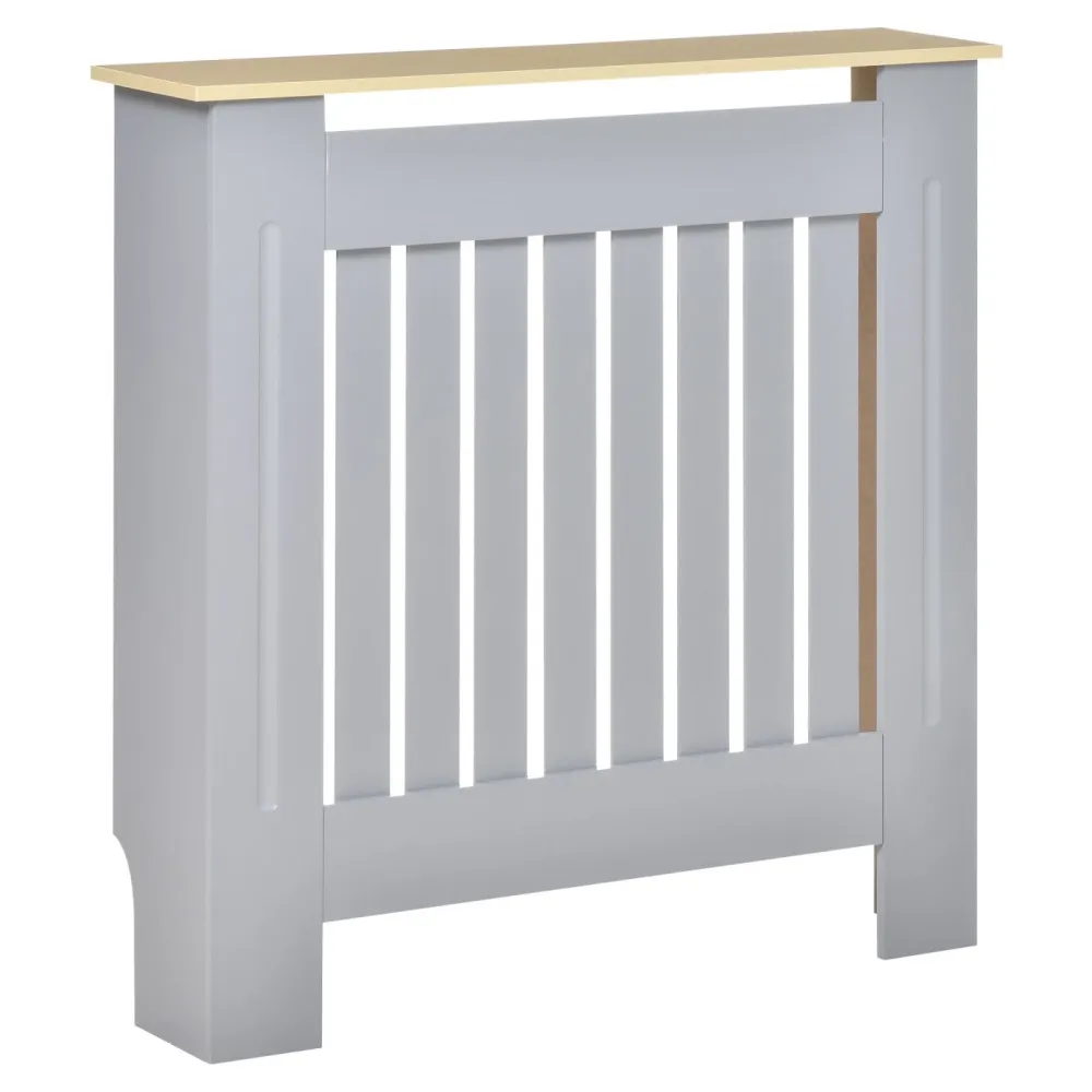 EASYCOMFORT Mobile Copricalorifero MDF e Legno Truciolare, Design Doghe con Mensola Superiore, 78x19x83cm, Grigio