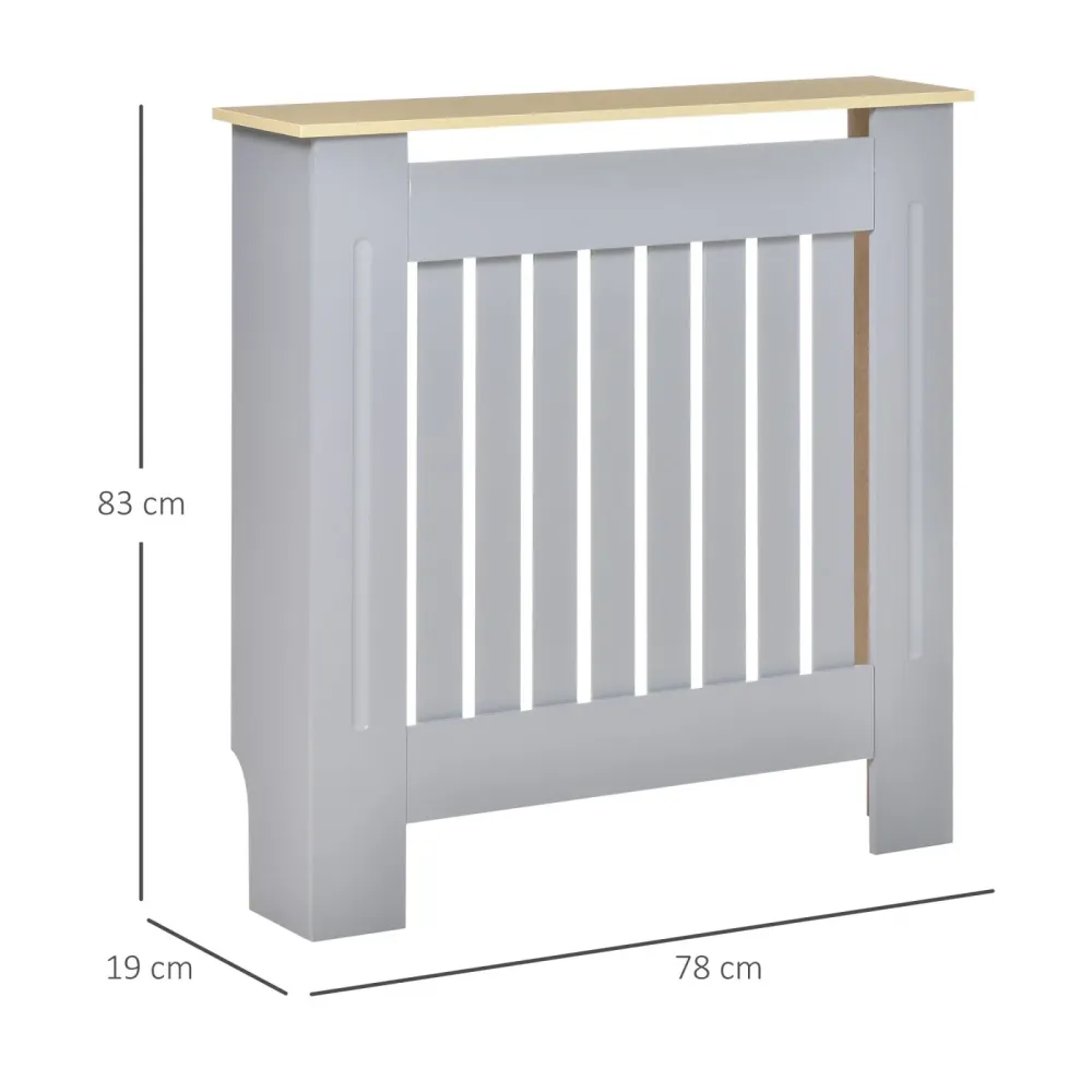EASYCOMFORT Mobile Copricalorifero MDF e Legno Truciolare, Design Doghe con Mensola Superiore, 78x19x83cm, Grigio