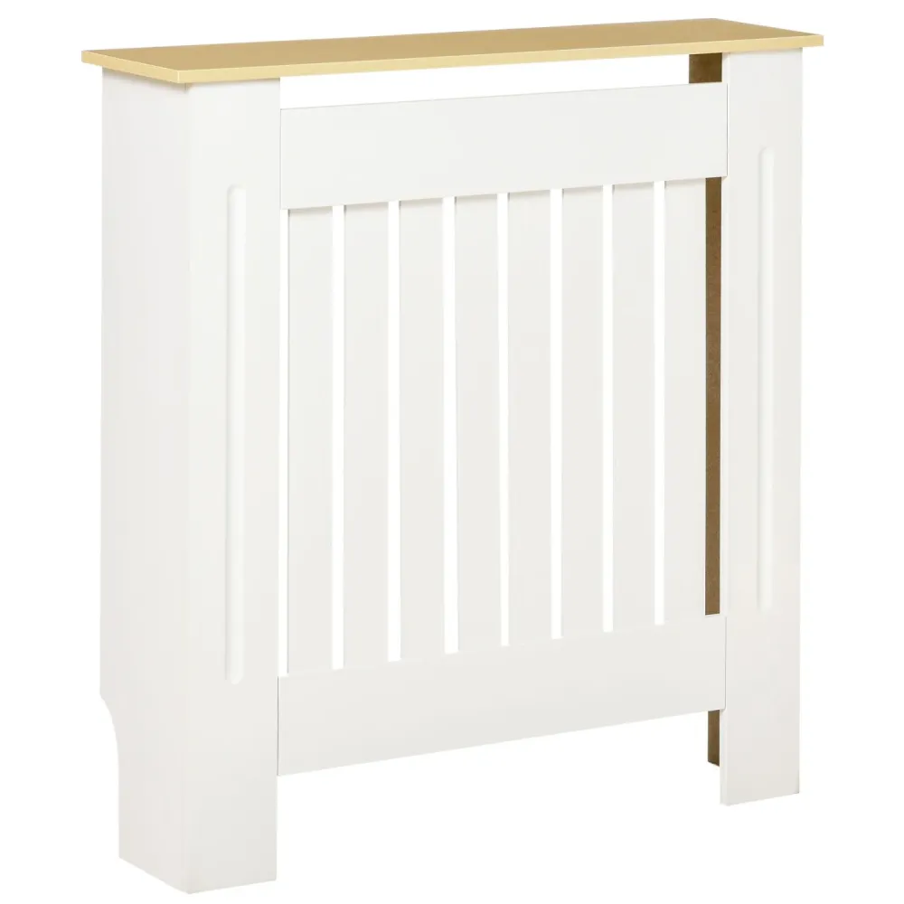EASYCOMFORT Mobile Copricalorifero MDF e Legno Truciolare, Design Doghe con Mensola Superiore, 78x19x83cm, Bianco