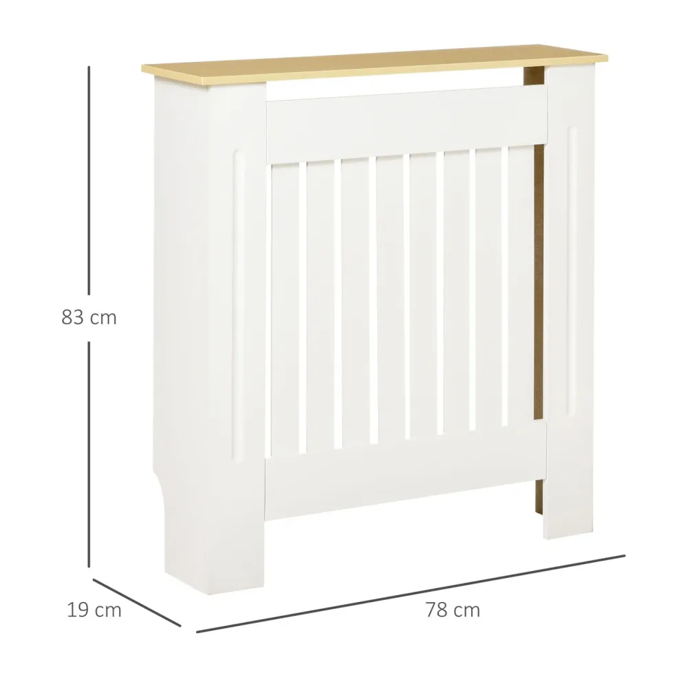 EASYCOMFORT Mobile Copricalorifero MDF e Legno Truciolare, Design Doghe con Mensola Superiore, 78x19x83cm, Bianco
