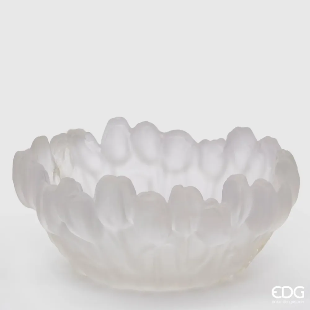 EDG Enzo De Gasperi Centrotavola Tulipani Vetro Satinato D30 H12 cm