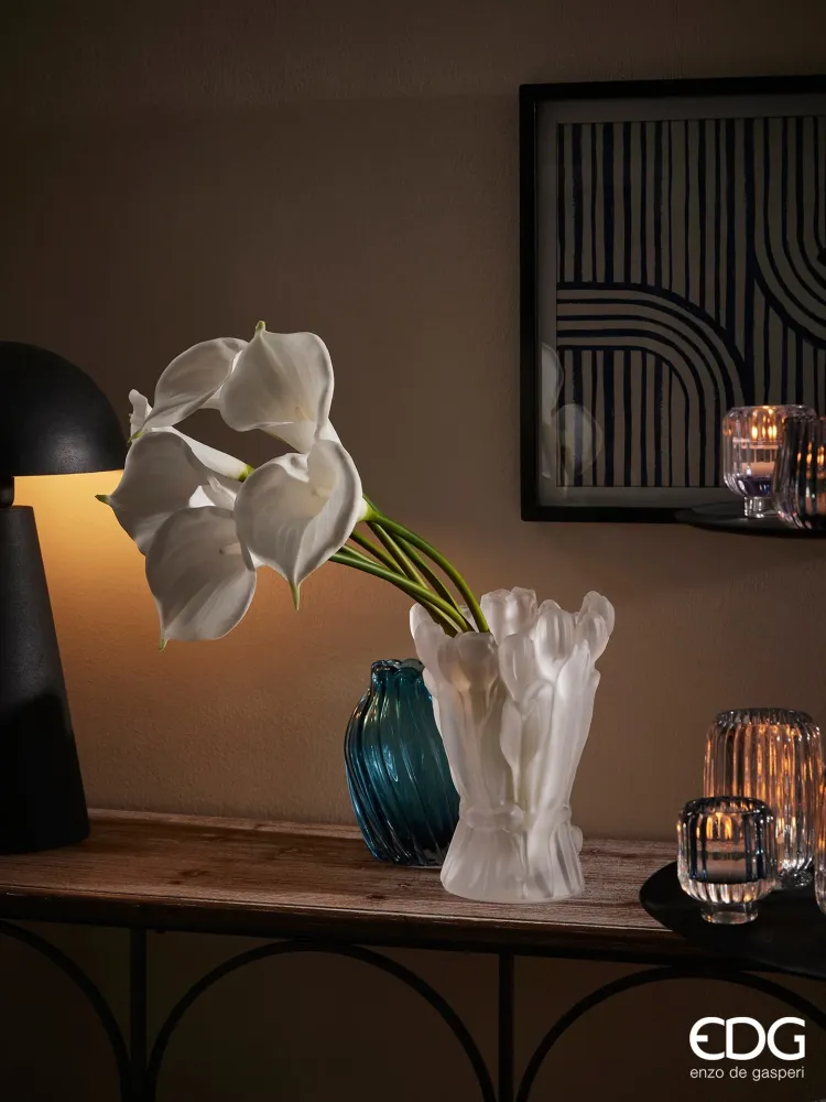 EDG Enzo De Gasperi Centrotavola Tulipani Vetro Satinato D30 H12 cm